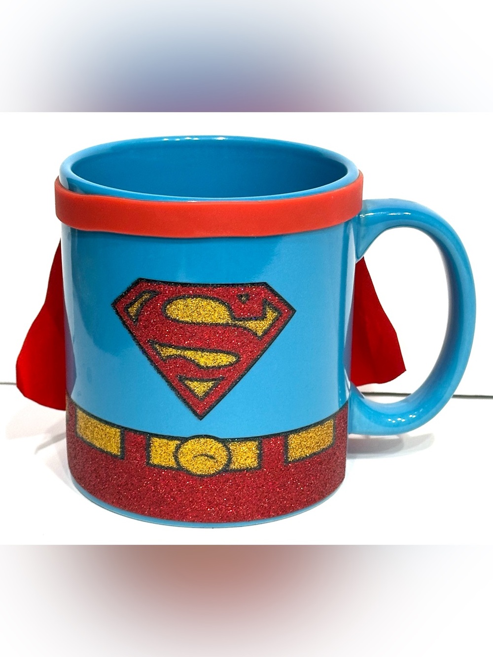 DC Comics Blue & Red Superman Cape Mug with Glitter Emblem